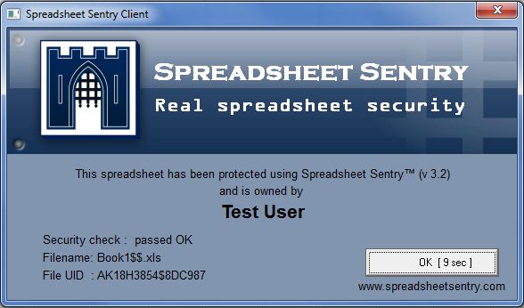 Spreadsheet Sentry Client security check